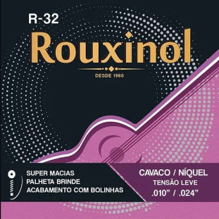 ENCORDOAMENTO PARA CAVAQUINHO ROUXINOL AÇO ELETRICO/ACUSTICO C/ BOLINHA (.010 - .024) LEVE - R32